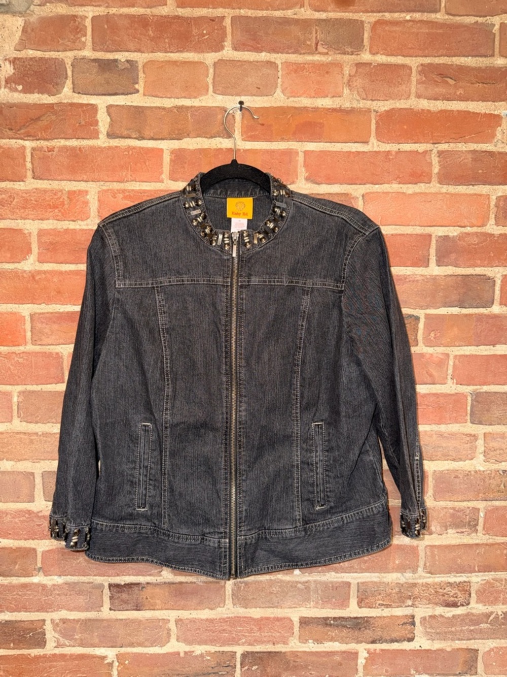 Ruby Rd. Black Embellished Collar Denim Jacket